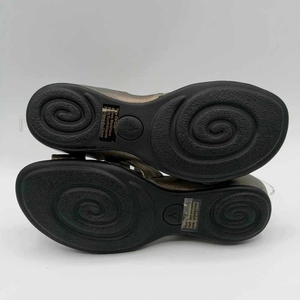 Clarks Artisan Sandals Womens 5.5M Bronze Metallic Leather Strappy Chic Comfort